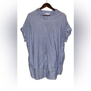 Beachlunchlounge‎ Women Spencer Stripe Popover Camp Shirt L Casual Button Up